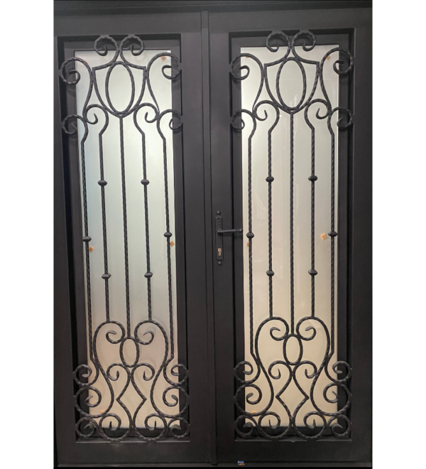 wrought-iron-double-door-61x96-full-light-scrollwork-frosted-1