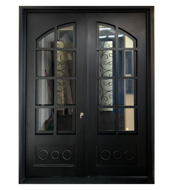 wrought-iron-double-door-72x96-3x4-light-arched-craftsman-clear