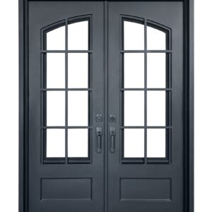 wrought-iron-double-door-72x96-three-quarter-light-arched-craftsman-closed