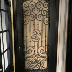 wrought-iron-single-door-42x96-full-light-arched-top-scroll-work-1