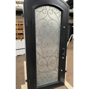 wrought-iron-single-door-42x96-full-light-arched-top-scroll-work-3