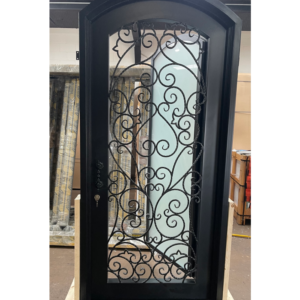 wrought-iron-single-door-42x96-full-light-arched-top-scroll-work-4